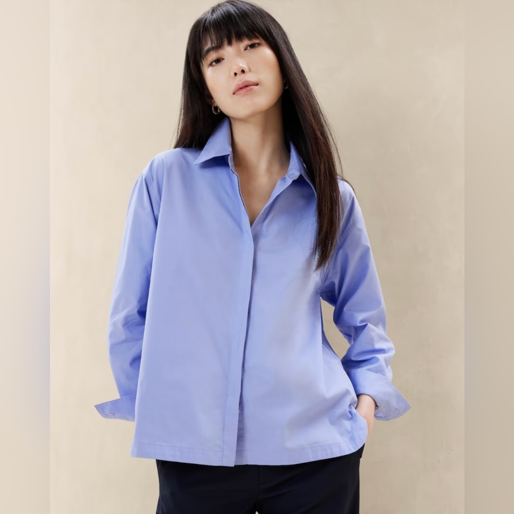NWT Banana Republic Oversized Cotton Shirt -Blue XS